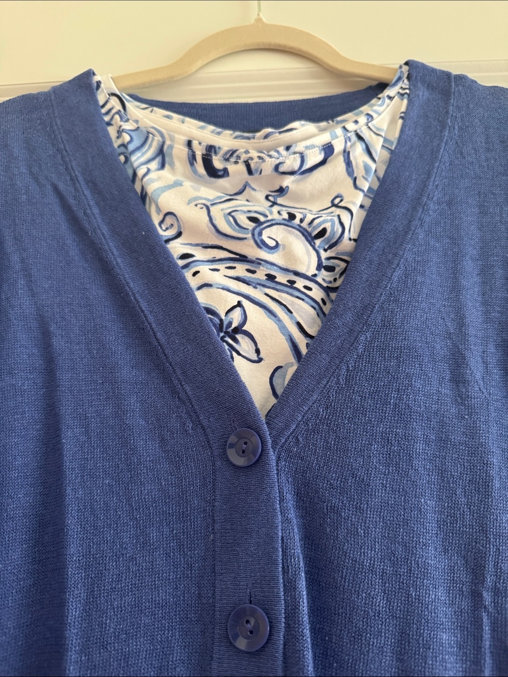 Talbots Classic V-Neck Blue Cardigan w/ matching shell (disc. if bought together